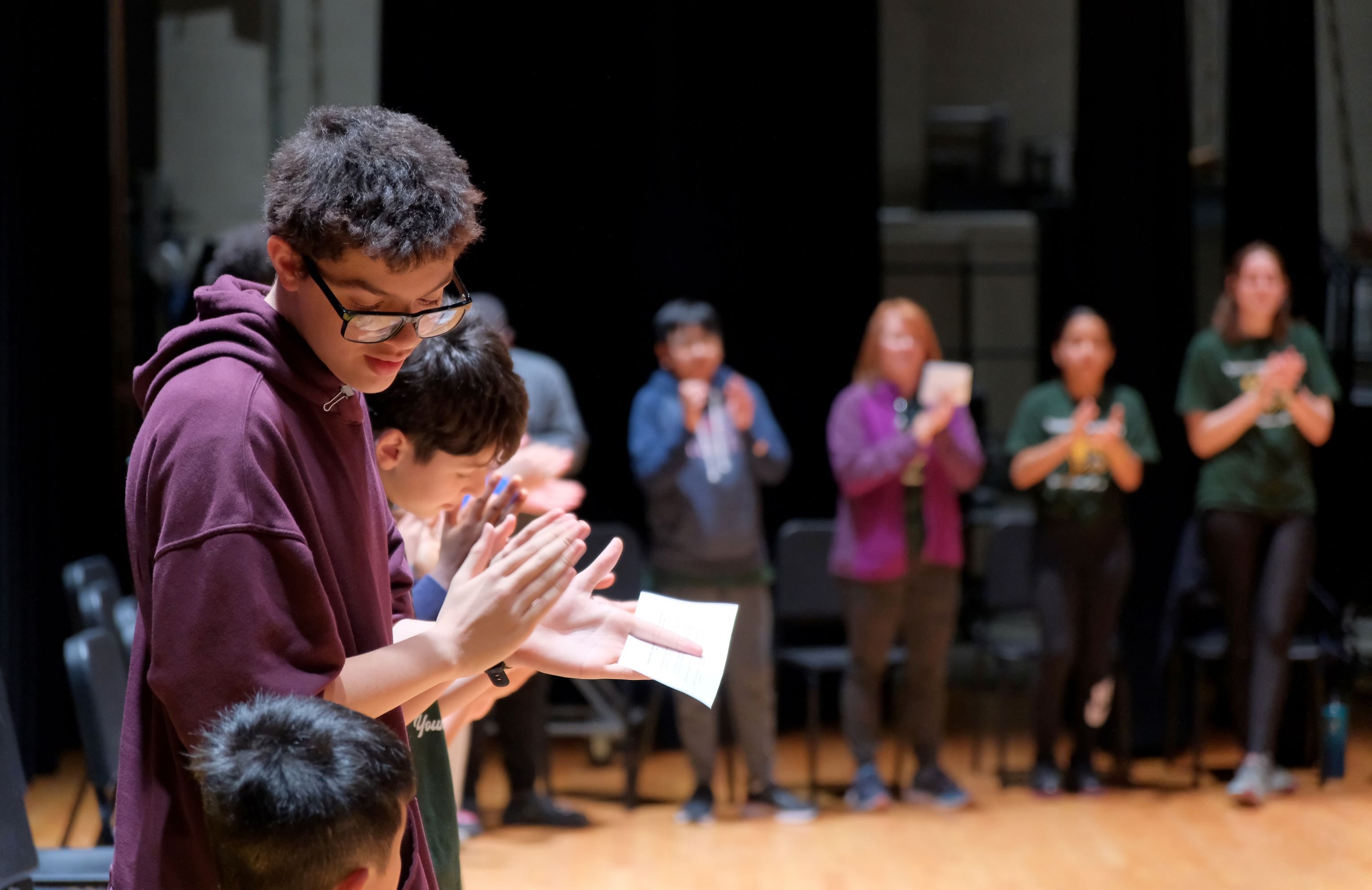 Young Falcons Academy Week Alma Mater in Weston Auditorium with